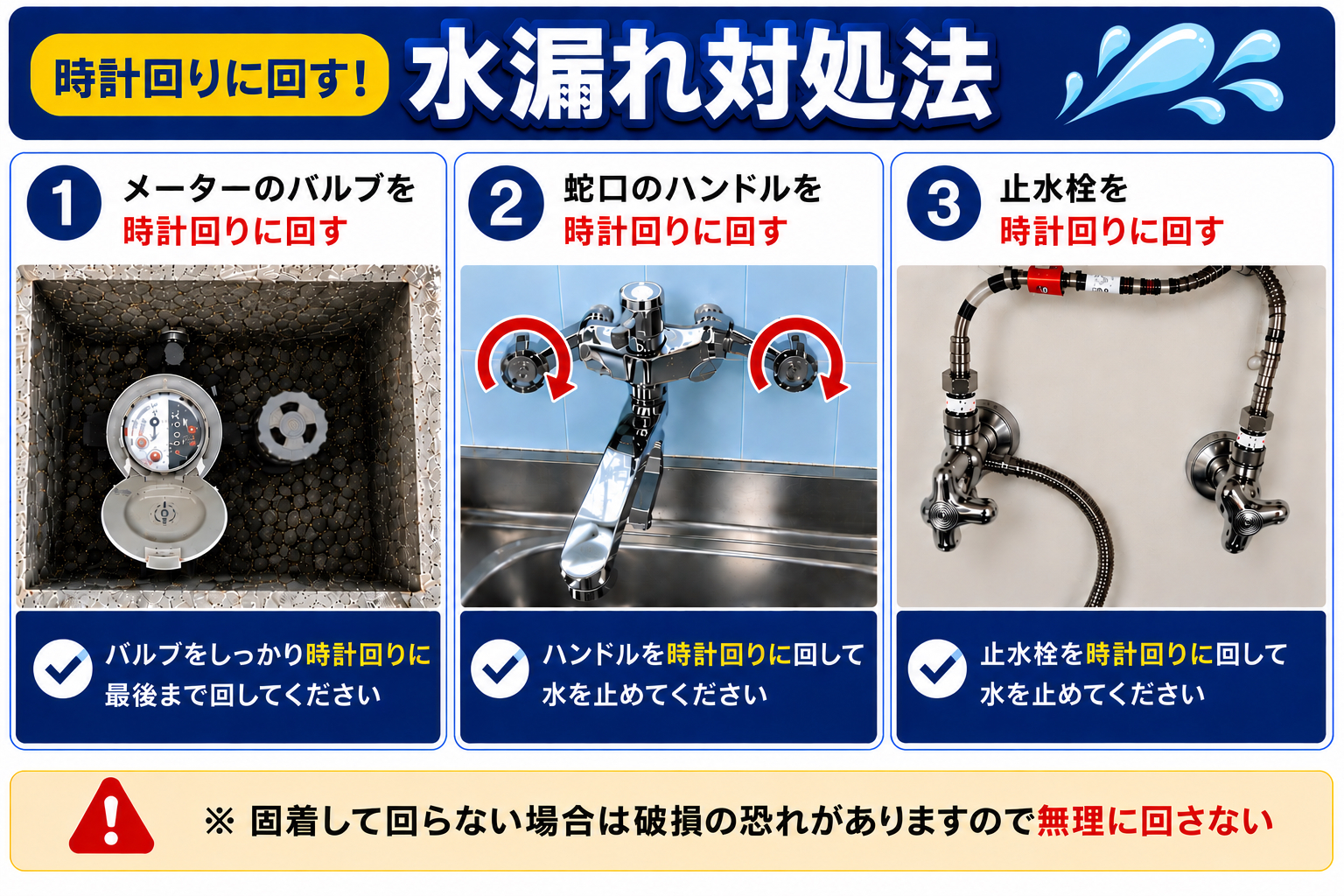 水道屋が到着前にお客様自身で水漏れを一時的に止める水道修理方法
