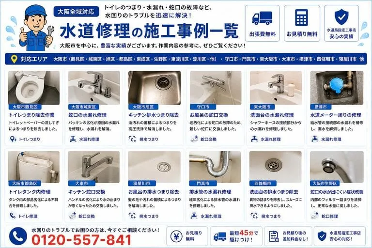 大阪市鶴見区放出西での排水管つまり修理施工事例詳細