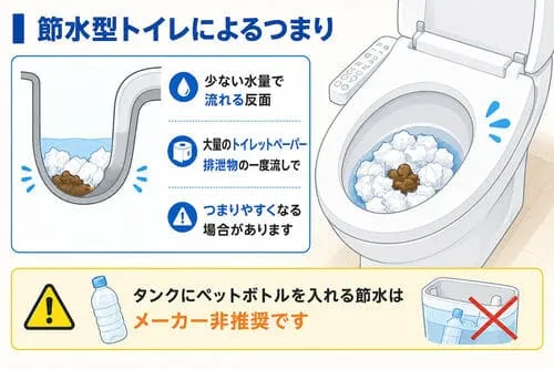 節水型トイレによるつまり