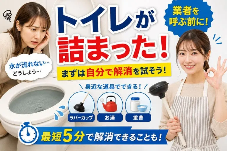 トイレつまりを自分で直す方法｜業者を呼ぶ前にまずは自分で試そう