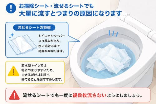 お掃除シートによるトイレつまり
