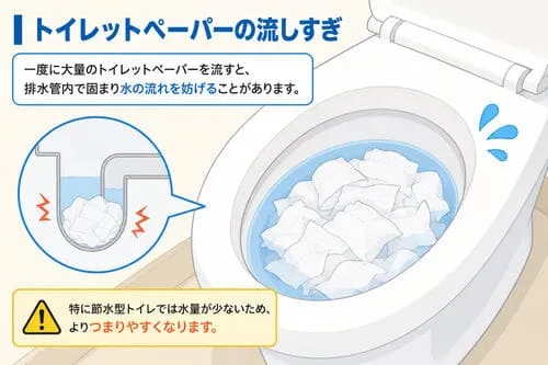 トイレットペーパーによるトイレつまり