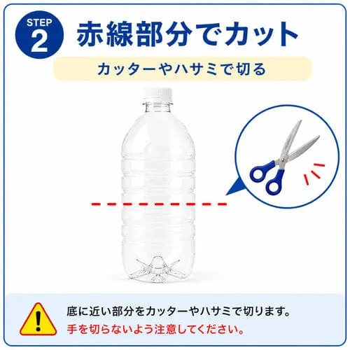 ペットボトルの底をカットする方法