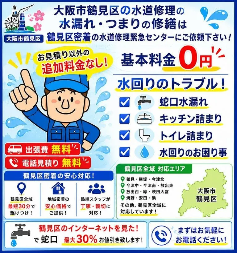 大阪市鶴見区のトイレつまり・蛇口水漏れ等の水道修理 | 蛇口水漏れ トイレつまり等でお困りなら水道局指定業者の水道修理緊急センター