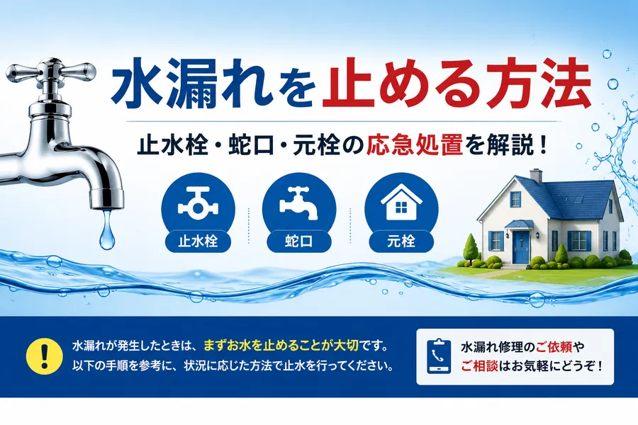 水漏れを止める方法｜止水栓・蛇口・元栓の応急処置を解説