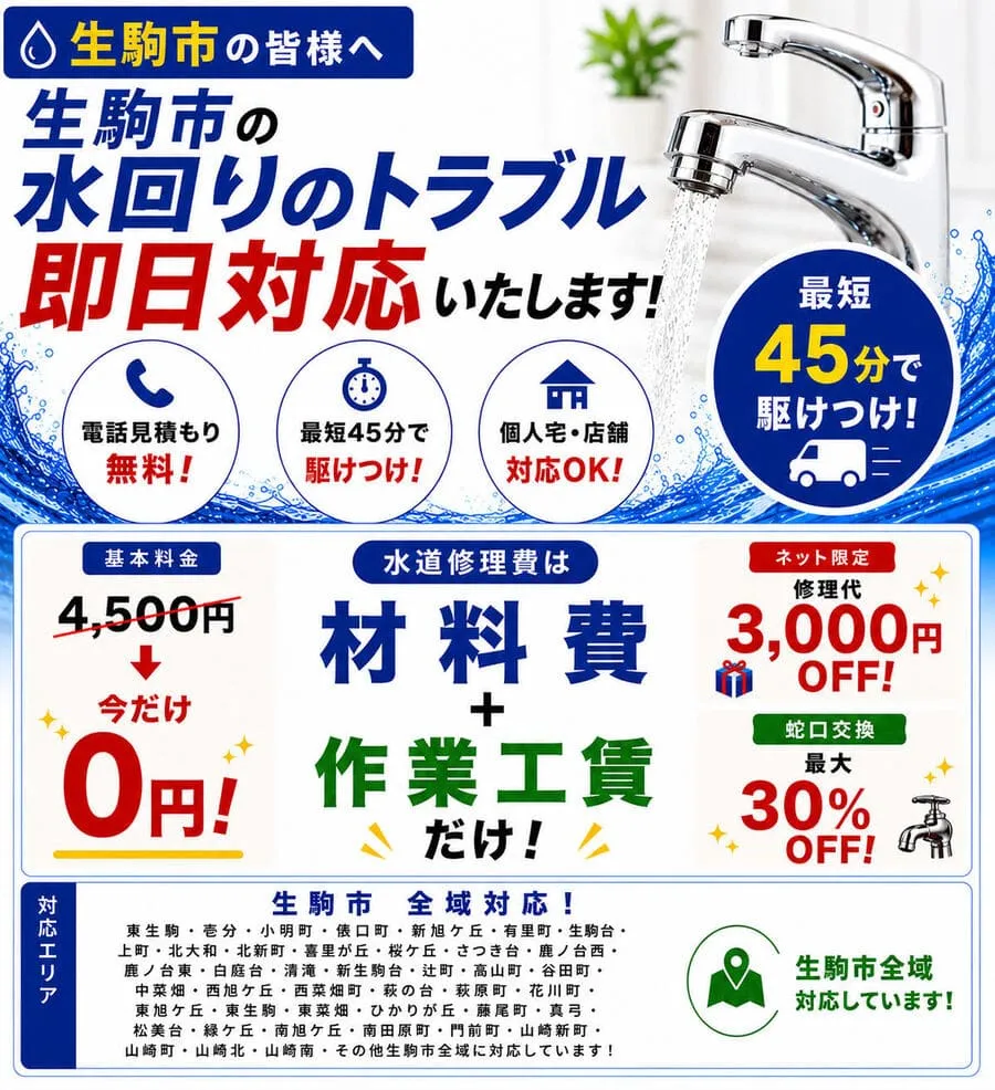 生駒市のトイレつまり・排水つまり修理|キッチン・浴室・洗面所つまり対応
