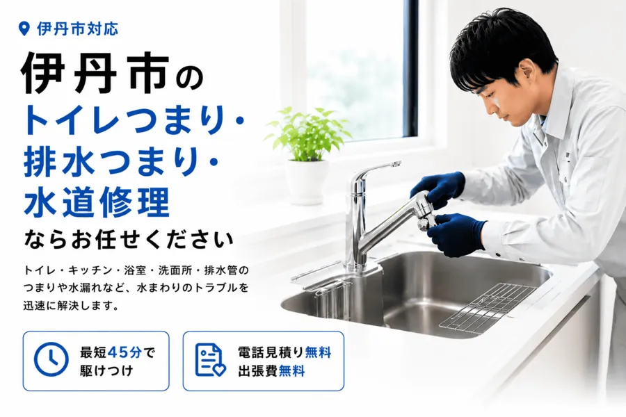 伊丹市-トイレつまり-排水つまり-水道修理-最短45分