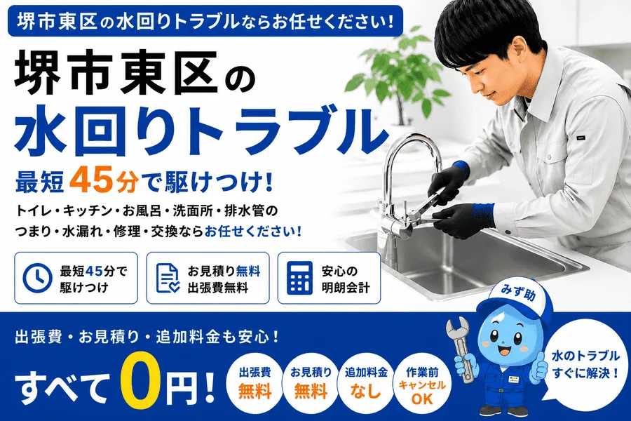 堺市東区のトイレつまり・排水つまり・水漏れに対応する水道修理緊急センター